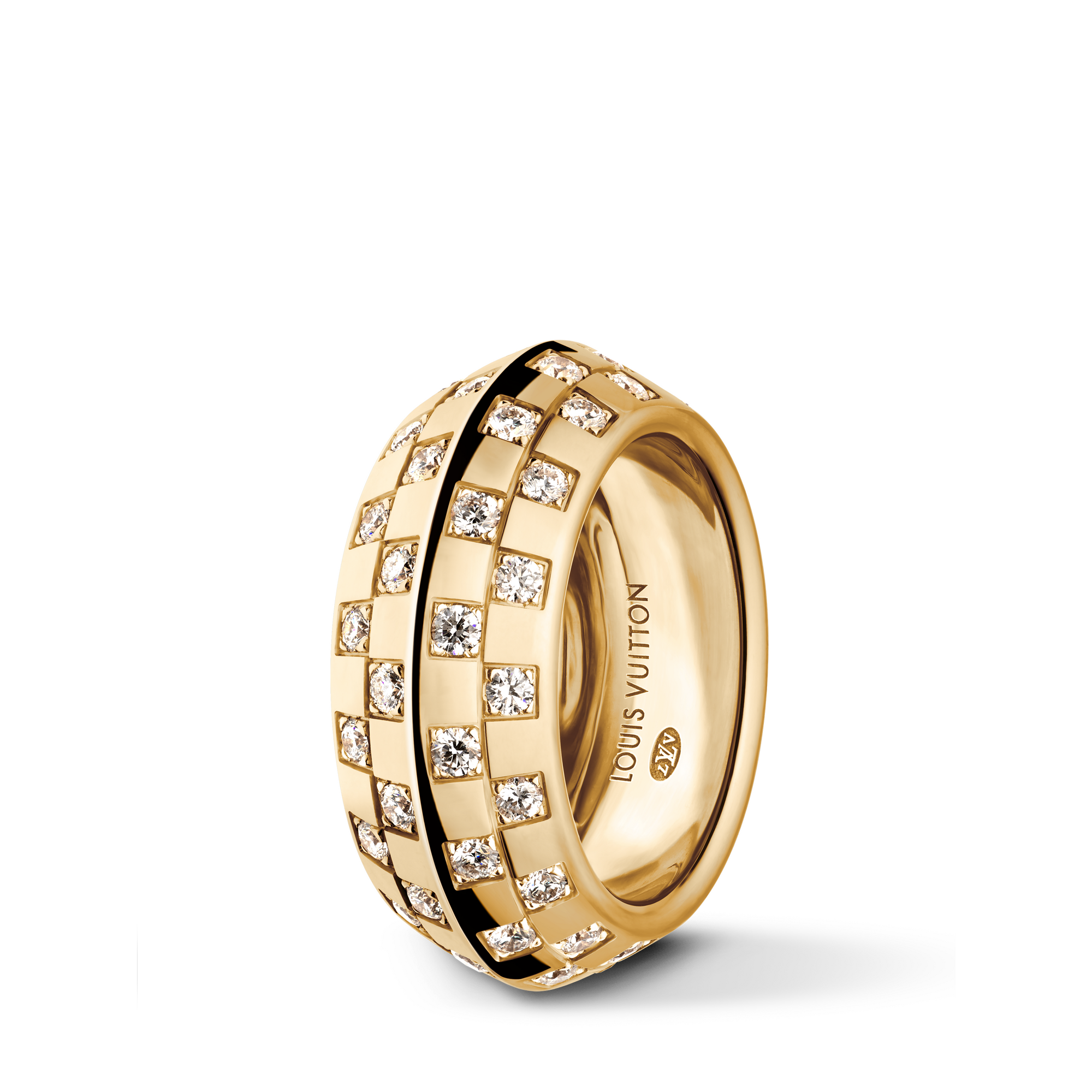 Le Damier de Louis Vuitton Double Ring, Yellow Gold and Diamonds